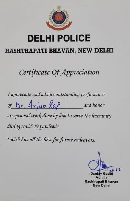 Certificate / appreciation letter — Arogyadham Health & Wellness